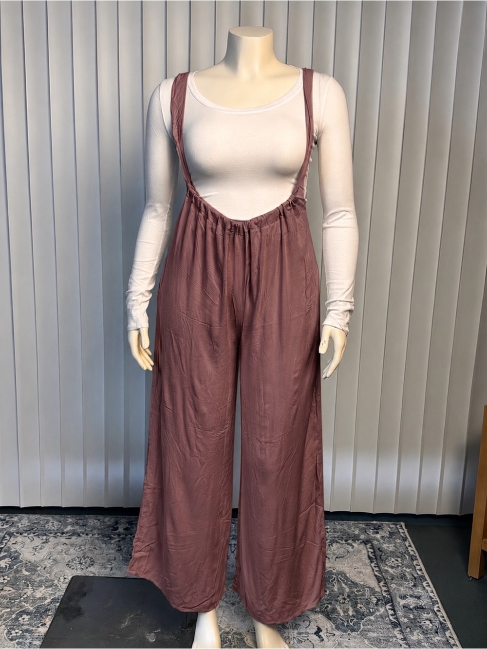 Zenana Wide Leg Suspender Pants 100% Rayon Adjustable Straps Multiple Colors